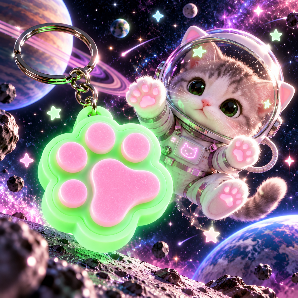 Glow-in-the-Dark Cat Paw Clicker